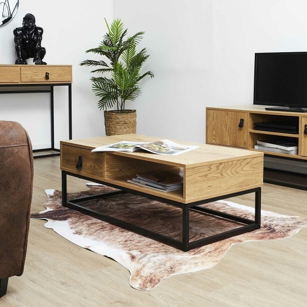 Stolik Abbott dąb/czarny - Intesi