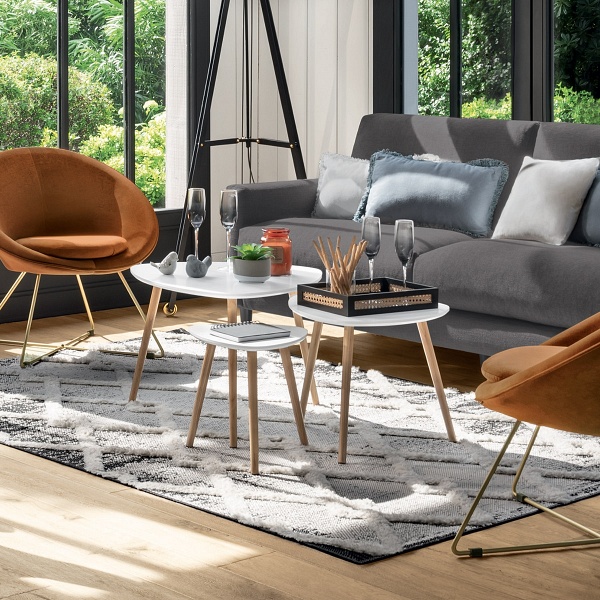 Zestaw 3 stolików Mileo S białych - Nordivo