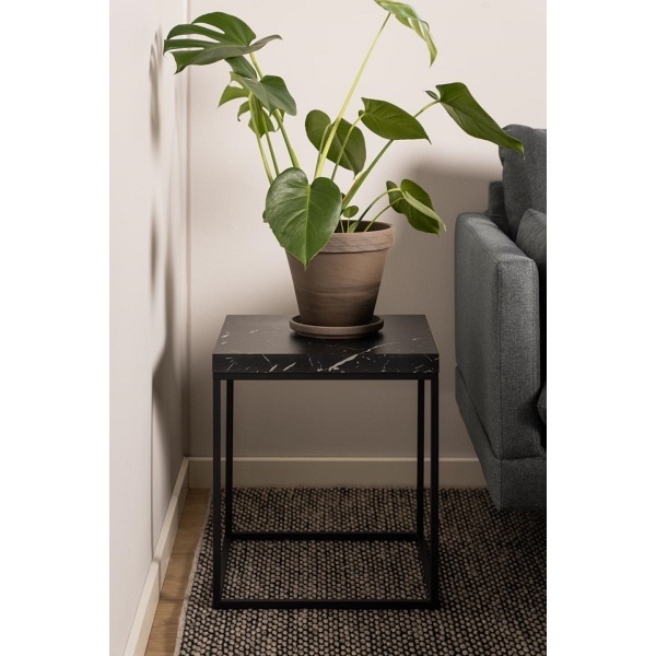Stolik Barossa 40x40cm czarny marmur - ACTONA