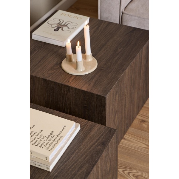 Zestaw 2 stolików kawowych Dice dymiony jesion - ACTONA