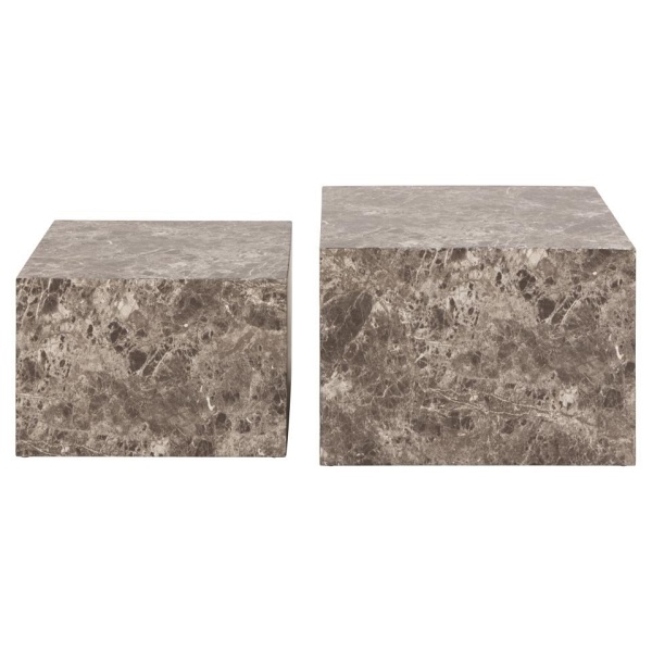 Zestaw 2 stolików kawowych Dice marmur brązowy - ACTONA