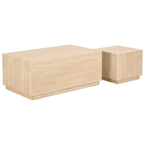 Zestaw 2 stolików kawowych Dice trawertyn - ACTONA