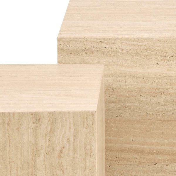 Zestaw 2 stolików kawowych Dice trawertyn - ACTONA