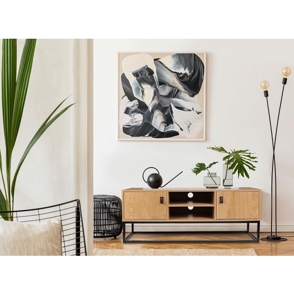 Szafka RTV Abbott dąb/czarna - Intesi