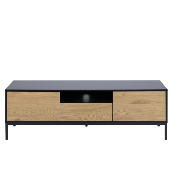 Komoda Seaford TV czarna dąb naturalny - ACTONA