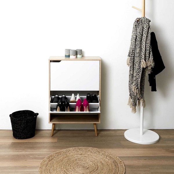 Szafka na buty Sabana biała/naturalna - Intesi