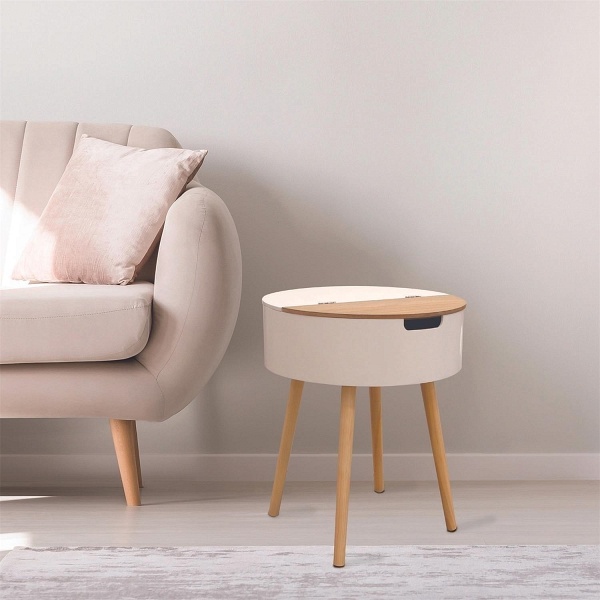 Szafka nocna Azilal biała/ naturalna - Intesi