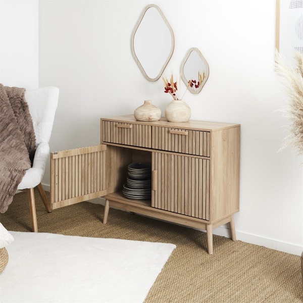 Komoda Klaus 2 szuflady, 2 szafki naturalna - Intesi