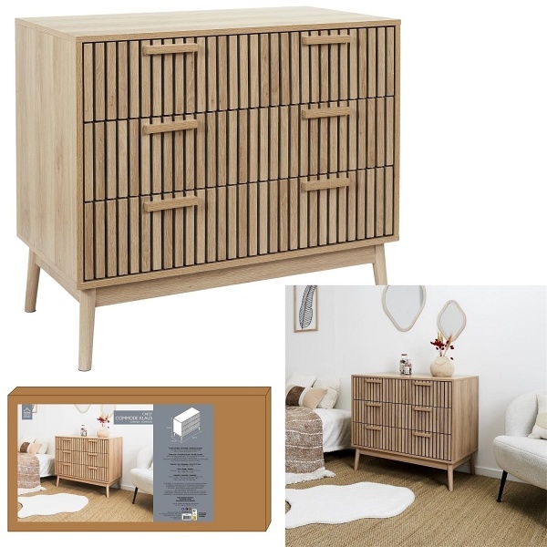 Komoda Klaus 3 szuflady, naturalna - Intesi