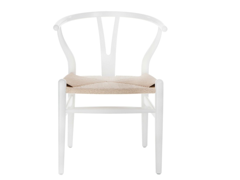 Krzesło Wicker Naturalne białe inspirowa ny Wishbone - d2design