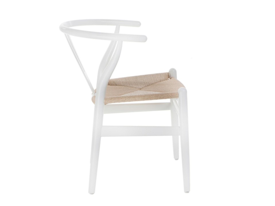 Krzesło Wicker Naturalne białe inspirowa ny Wishbone - d2design
