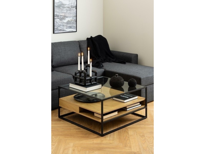 Stolik kawowy Randolf szkło/dąb - ACTONA