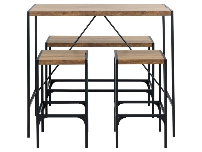 Zestaw Bahamas stół barowy i hokery dąb rustykalny - ACTONA