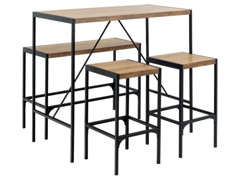 Zestaw Bahamas stół barowy i hokery dąb rustykalny - ACTONA