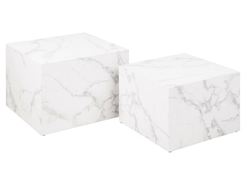 Zestaw 2 stolików kawowych Dice marmur biały - ACTONA