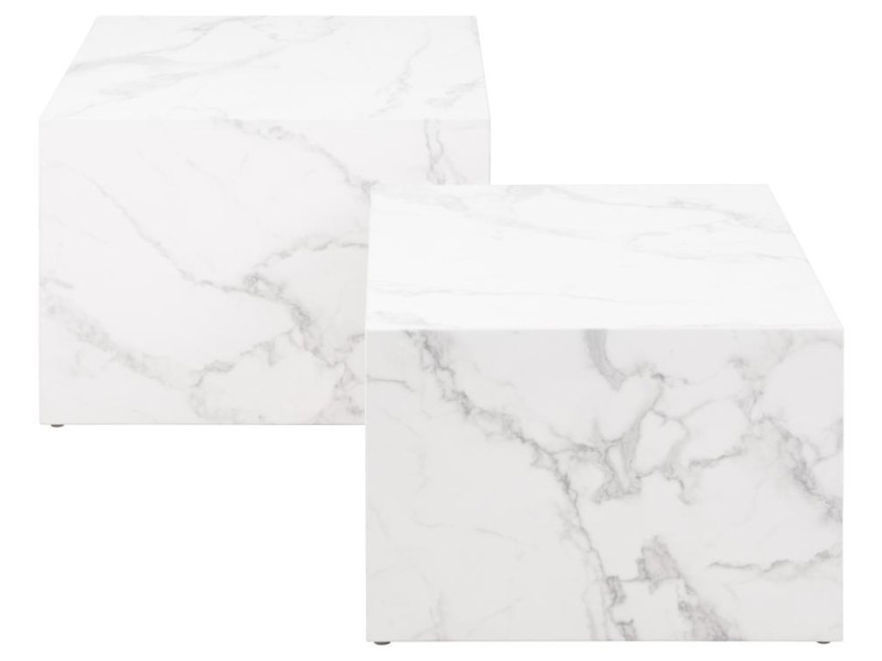 Zestaw 2 stolików kawowych Dice marmur biały - ACTONA