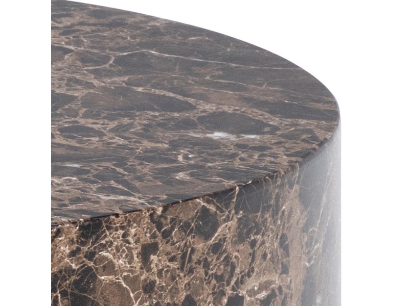 Zestaw 2 stolików Dice okrągłe marmur brązowy - ACTONA