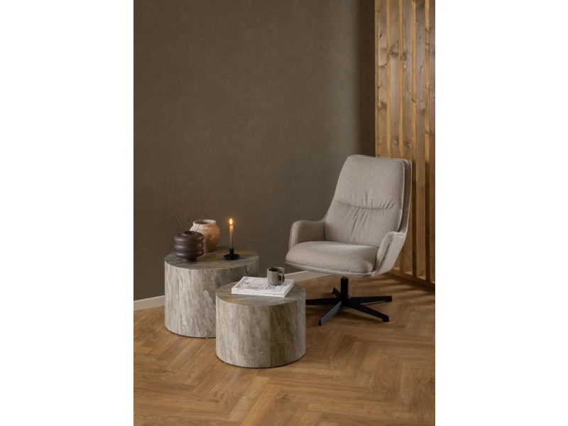 Zestaw 2 stolików Dice okrągłe marmur szary - ACTONA