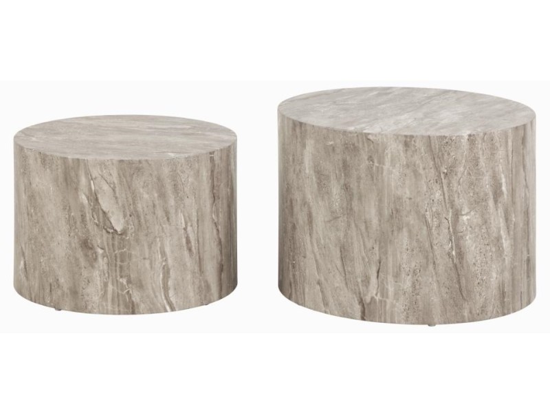 Zestaw 2 stolików Dice okrągłe marmur szary - ACTONA