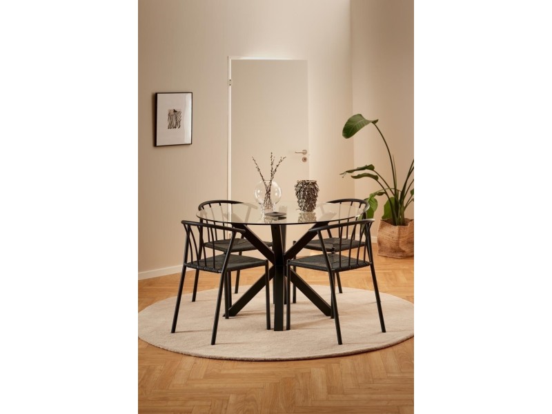 Stół Heaven 119 cm okragły czarny/ transparentny - ACTONA