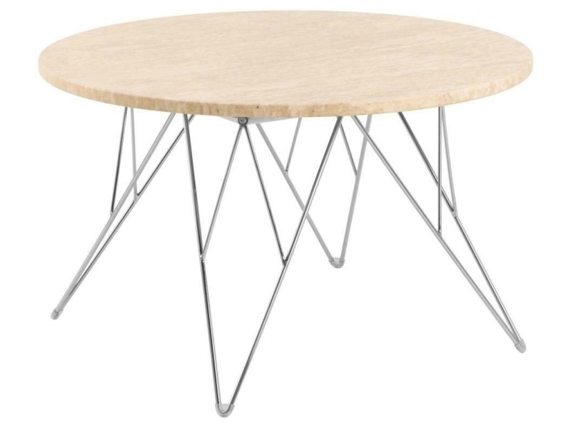 Stolik kawowy Prunus 80cm trawertyn/ chrom - ACTONA