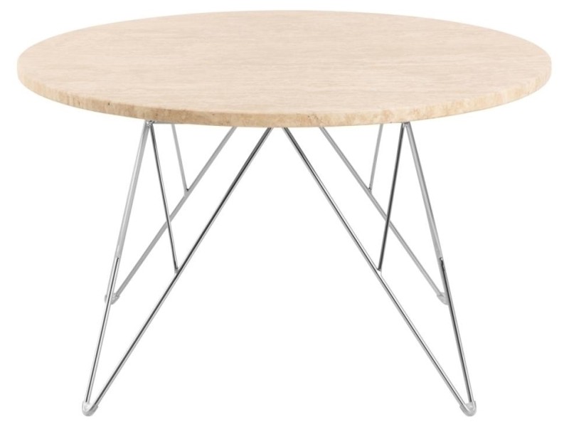 Stolik kawowy Prunus 80cm trawertyn/ chrom - ACTONA