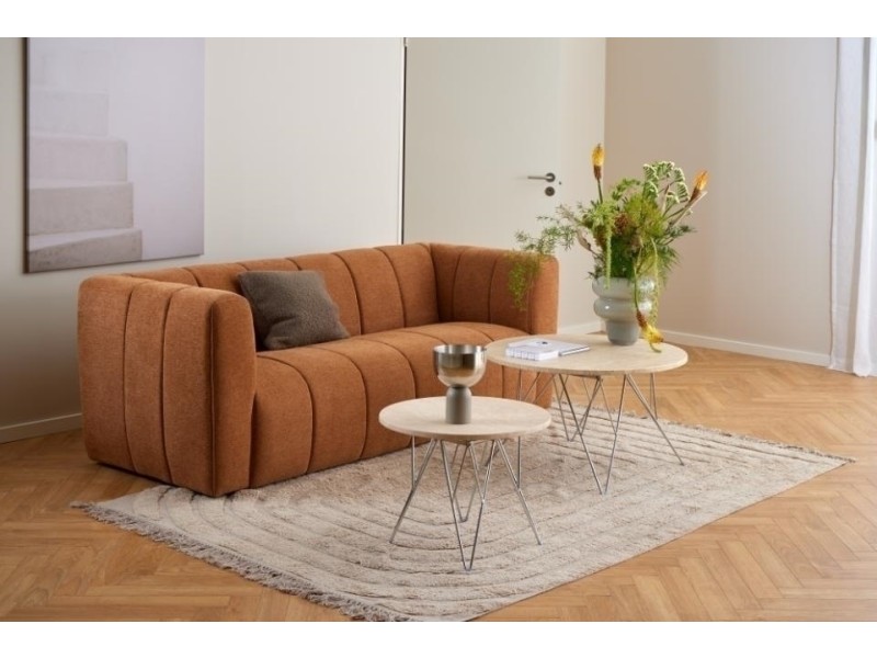 Stolik kawowy Prunus 80cm trawertyn/ chrom - ACTONA