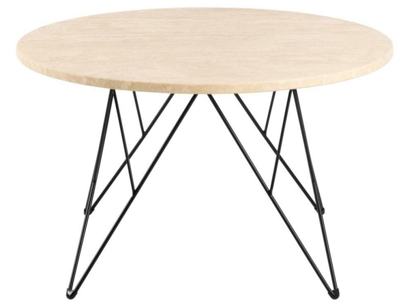 Stolik kawowy Prunus 80cm trawertyn/ czarny - ACTONA