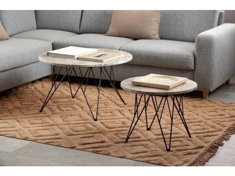 Stolik kawowy Prunus 55cm marmur szary/ czarny - ACTONA