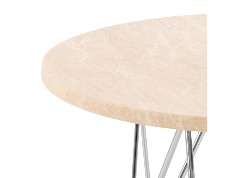 Stolik kawowy Prunus 55cm trawertyn/ chrom - ACTONA