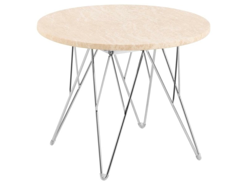 Stolik kawowy Prunus 55cm trawertyn/ chrom - ACTONA