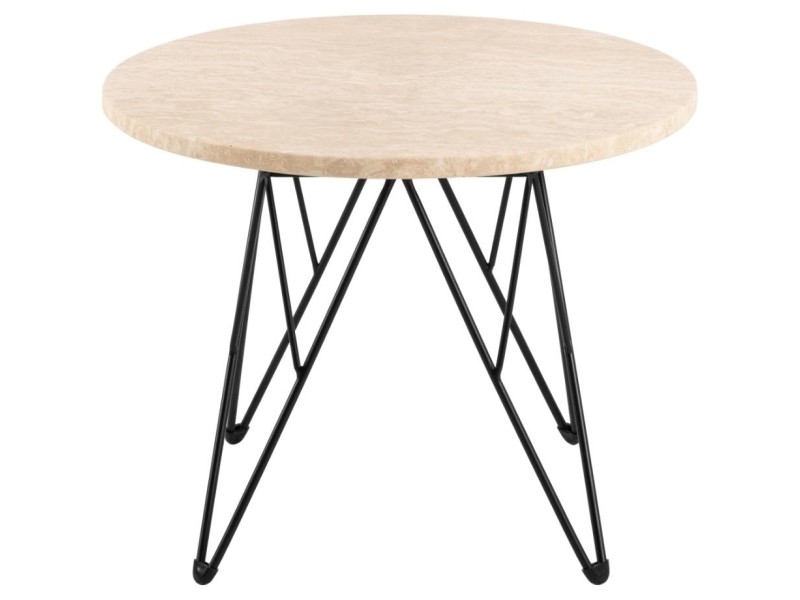 Stolik kawowy Prunus 55cm trawertyn/ czarny - ACTONA