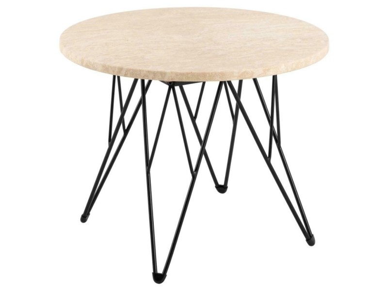 Stolik kawowy Prunus 55cm trawertyn/ czarny - ACTONA