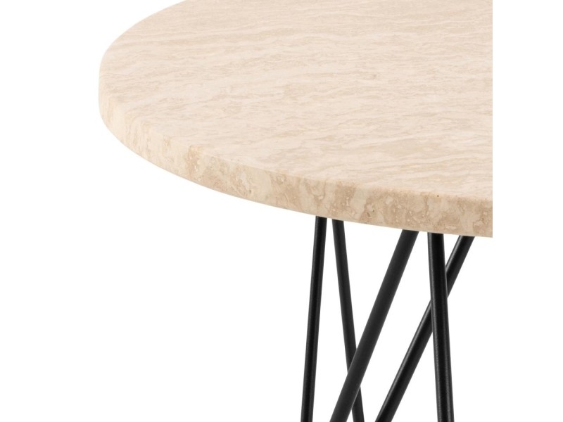 Stolik kawowy Prunus 55cm trawertyn/ czarny - ACTONA