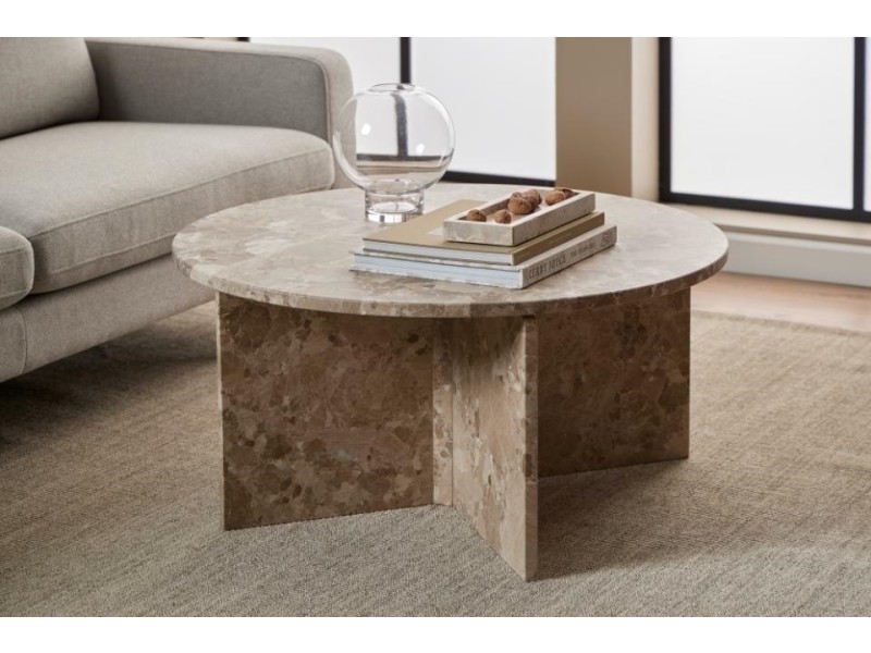 Stolik kawowy Vega okrągły beżowy - ACTONA