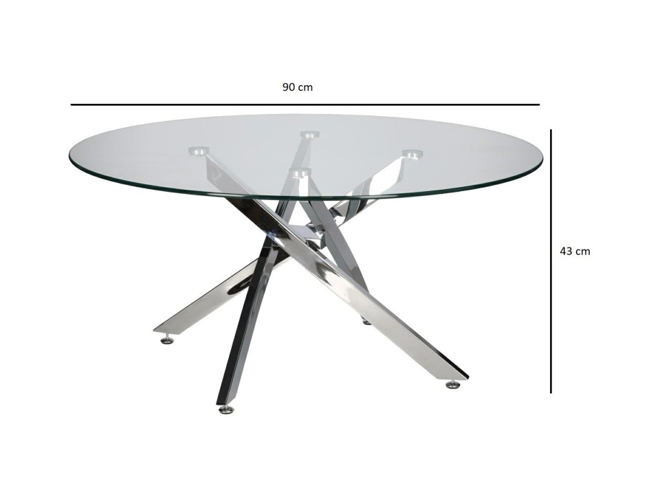 Stolik kawowy Amber 90cm transparentny/ chrom - Intesi