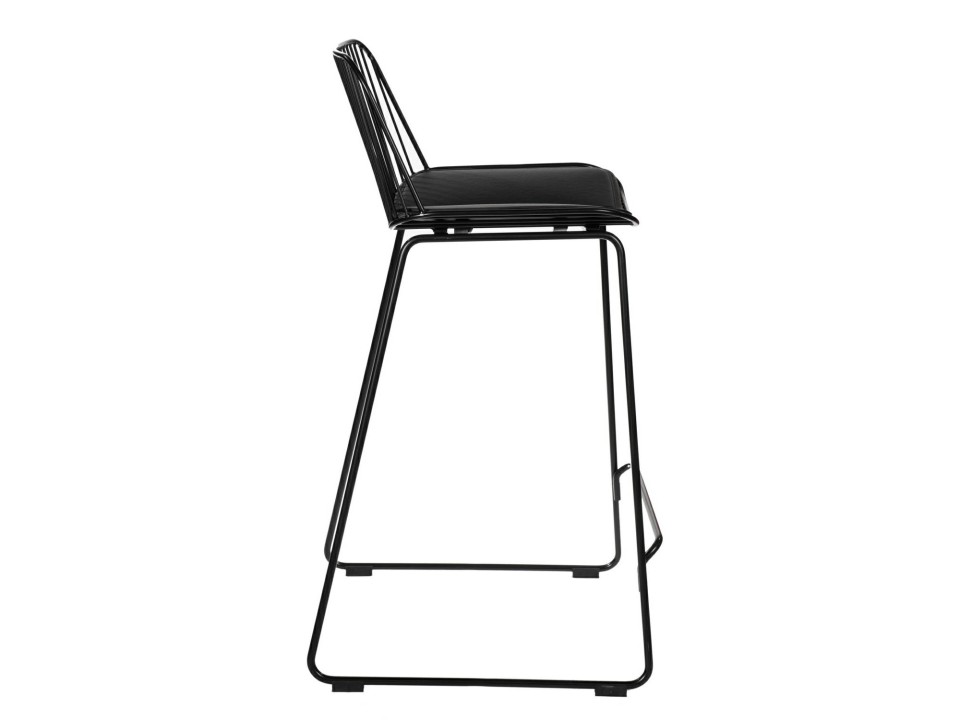 Krzesło barowe Dill Low czarne z czarną poduszką - Intesi