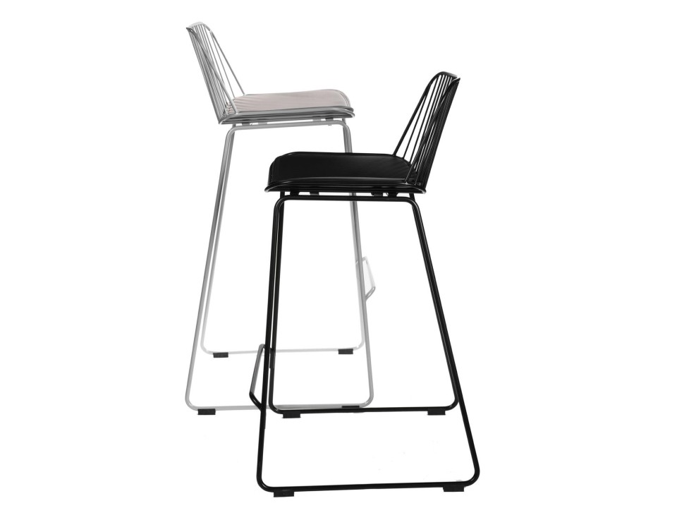 Krzesło barowe Dill High czarne z czarną poduszką - Intesi