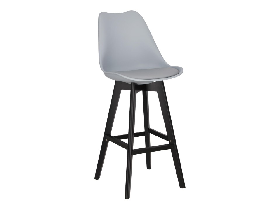 Stołek barowy Norden wood black high PP szary - Intesi