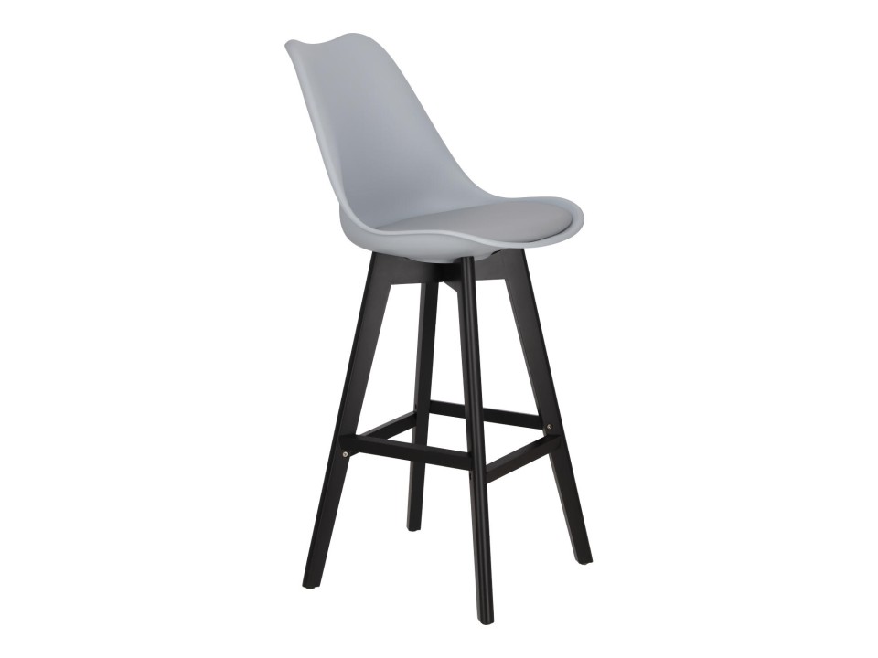 Stołek barowy Norden wood black high PP szary - Intesi