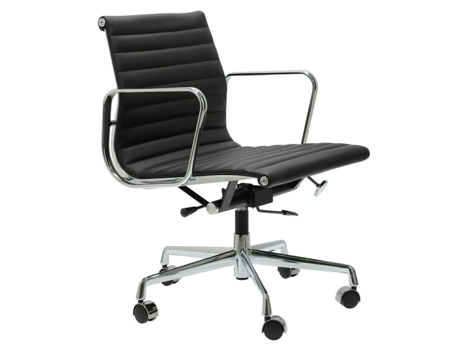 Fotel biurowy CH1171T czarna skóra,chrom - d2design