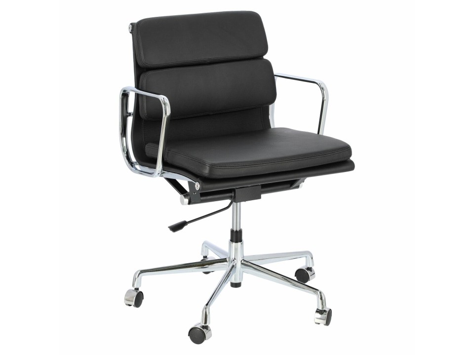 Fotel biurowy CH2171T czarna skóra chrom - d2design