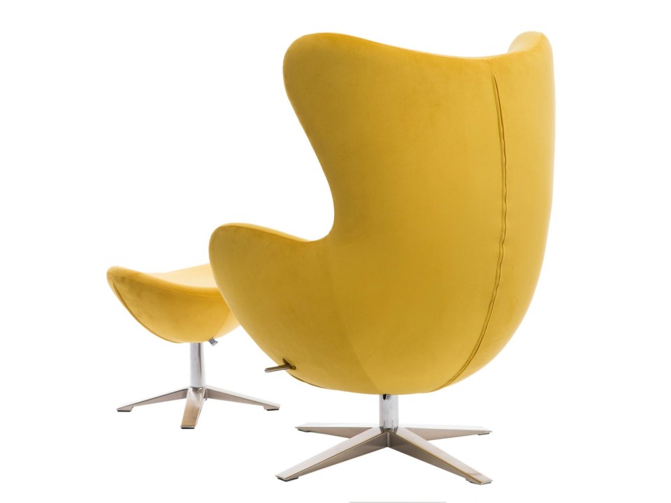 Fotel Jajo Velvet żółty z podnóżkiem - d2design