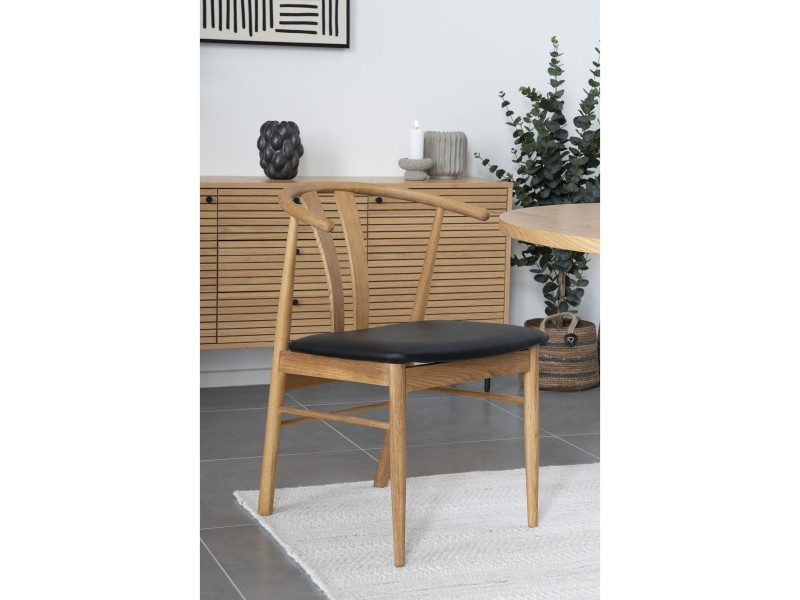 Krzesło Artenara naturalny dąb/ czarne PU - House Nordic ApS