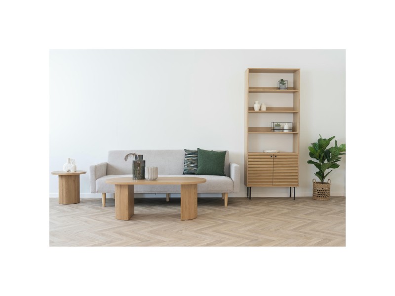 Sofa rozkładana Kells beżowa ciemna/ naturalne nogi - House Nordic ApS