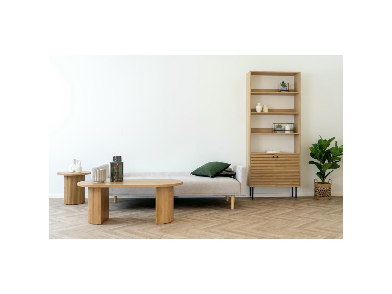 Sofa rozkładana Kells beżowa ciemna/ naturalne nogi - House Nordic ApS