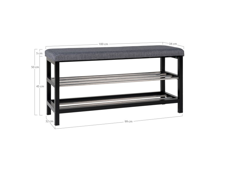 Ławka Padova szara/czarna - House Nordic ApS