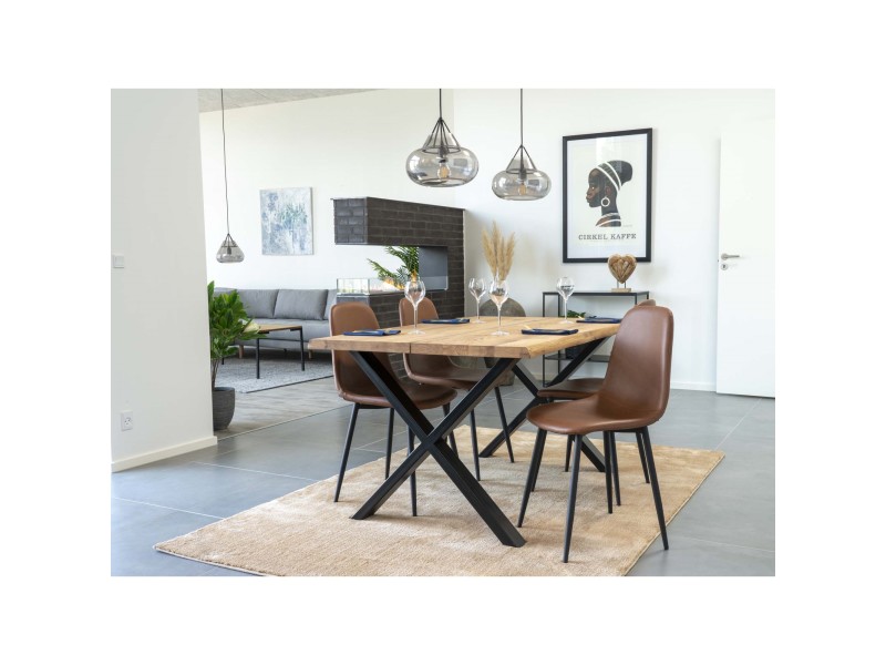 Krzesło Stockholm brązowe vintage PU/ czarne - House Nordic ApS