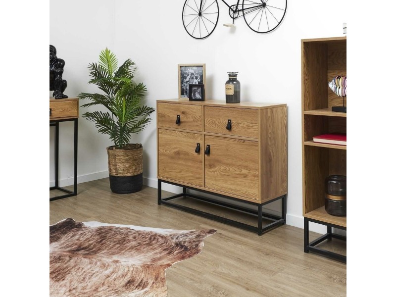 Komoda Abbott dąb/czarna - Intesi