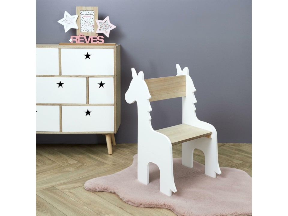 Krzesło dziecięce Unicorn białe/naturalne - Intesi